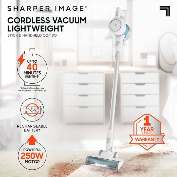 Sharper Image - Cordless Vacuum Lightweight Stick an White - Picture 3 of 11